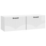 vidaXL Meuble TV mural Montage mural Blanc brillant 98 x 31 x 30 cm