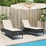 vidaXL Chaises longues avec coussins lot de 2 noir résine tressée