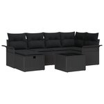 vidaXL Ensemble de Canapé de Jardin de 7 Pièces avec Coussins Noir Poly Rattan