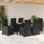 vidaXL Ensemble de salle à manger pour jardin 7 Pièces Noir polyrotin