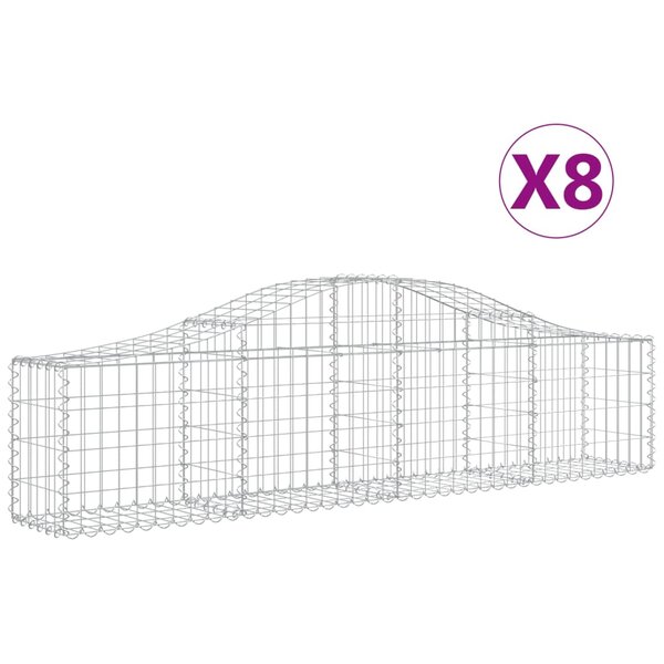 vidaXL Paniers à gabions arqués 8 Pièces 200x30x40/60 cm Fer galvanisé