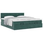 vidaXL Cadre de lit ottoman avec matelas vert foncé 160x200 cm velours