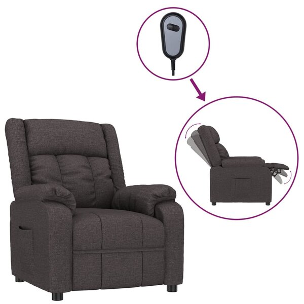 vidaXL Fauteuil inclinable électrique Marron foncé Tissu