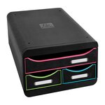Exacompta Set de tiroirs bureau Small-Box Black Office 3 tiroirs Noir