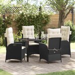vidaXL Ensemble de salle à manger pour jardin 5 Pièces Noir polyrotin