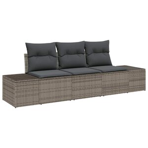 vidaXL Ensemble de canapé de jardin avec stockage 3 Pièces Gris polyrotin