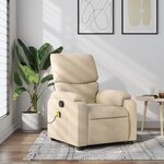 vidaXL Fauteuil inclinable de massage crème tissu