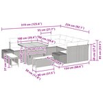 Ensemble de canapé de jardin 12 pièces avec coussins beige en rotin synthétique