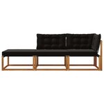 vidaXL 3 pc Unités de sofa sectionnel d'extérieur Bois d'Acacia Massif
