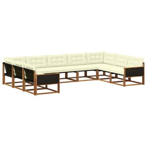 vidaXL Ensemble de canapés d'extérieur 9 pc Naturel et Crème