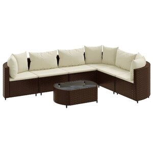 vidaXL Salon de jardin avec coussins 7 Pièces marron résine tressée