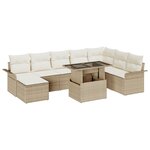 vidaXL Ensemble de 9 Canapés de Jardin avec Coussins Beige Poly Rattan