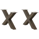 vidaXL Pieds de table basse en forme de X  2 pièces  acier naturel  70 x (42-43) cm