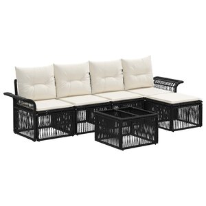 vidaXL Ensemble de canapé de jardin 6 Pièces Noir polyrotin