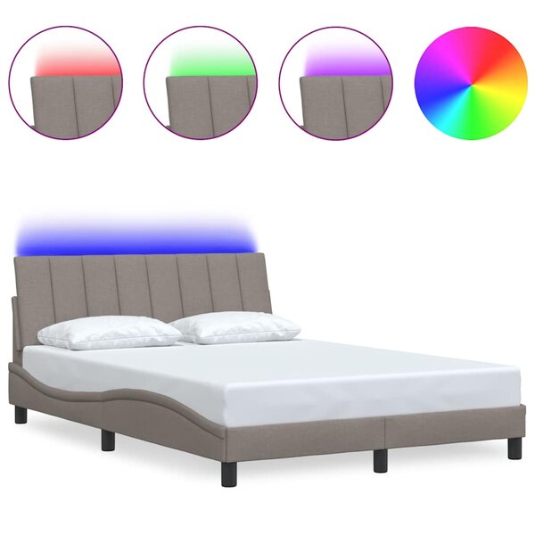 vidaXL Cadre de lit sans matelas taupe 120x200 cm tissu
