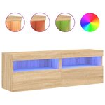 vidaXL Meubles TV muraux lumières LED 2 Pièces chêne sonoma 60x30x40 cm