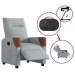 vidaXL Fauteuil inclinable électrique Gris clair Tissu