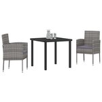 vidaXL Ensemble de salle à manger pour jardin 3 Pièces Gris polyrotin