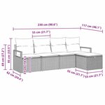 vidaXL Ensemble de canapé de jardin 5 pièces avec coussins marron en poly rotin
