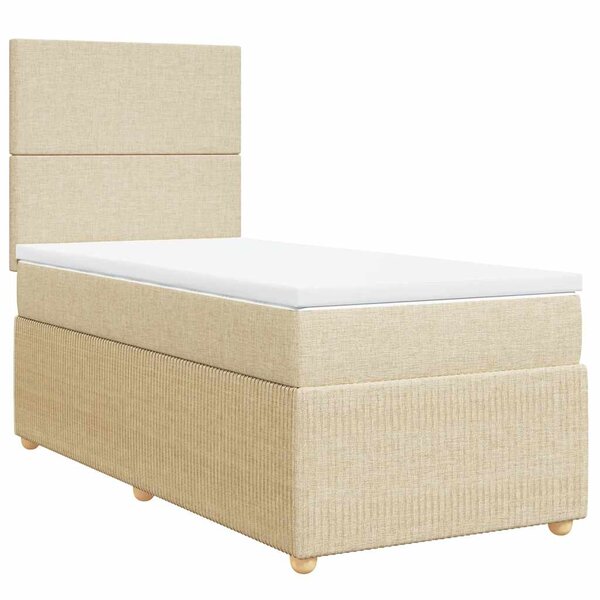 vidaXL Sommier à lattes de lit et matelas Crème 90x190 cm Tissu