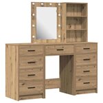 vidaXL Table de Toilette avec tiroir 3 Pièces Marron Bois d'ingénierie