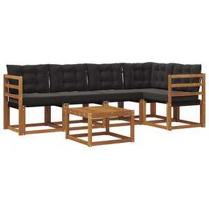 vidaXL Ensemble de canapés d'extérieur 6 pc Naturel et Noir