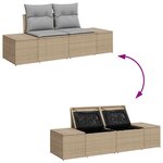 Ensemble de Canapé de Jardin de 14 pièces avec Coussins Beige Poly Rotin Acacia
