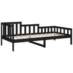 vidaXL Lit de jour Noir 90x200 cm Bois de pin massif