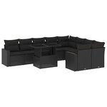 vidaXL Salon de jardin 10 Pièces avec coussins noir résine tressée