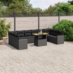 vidaXL Salon de jardin 11 Pièces avec coussins noir résine tressée