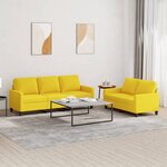 vidaXL Ensemble de canapés 2 Pièces avec coussins Jaune clair Tissu