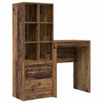 vidaXL Bureau avec rangement 2 Pièces Bois Ancien 45 5 x 34 x 127 cm