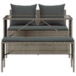 vidaXL Ensemble à manger de jardin 3 Pièces coussins gris résine tressée