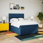 vidaXL Sommier à lattes de lit avec matelas Bleu 140x200 cm Tissu
