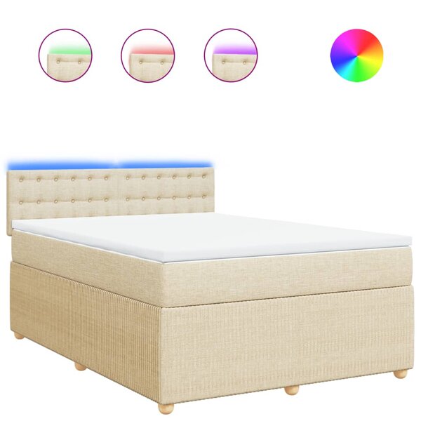 vidaXL Sommier à lattes de lit avec matelas Crème 140x200 cm Tissu