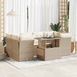 vidaXL Salon de jardin avec coussins 7 Pièces beige résine tressée