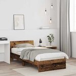 vidaXL Cadre de lit sans matelas et tête de lit  bois ancien  75x190 cm