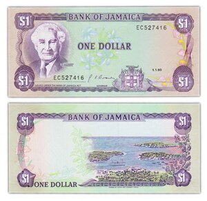 Billet de Collection 1 dollar 1990 Jamaique - Neuf - P68Ad