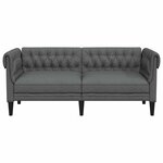 vidaXL Canapé Chesterfield 2 places gris foncé tissu