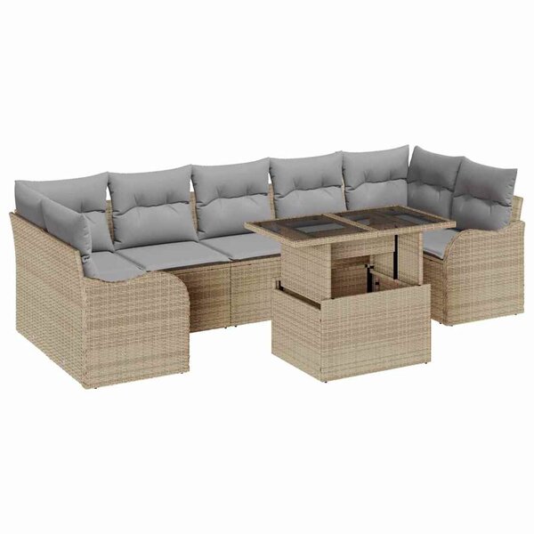 vidaXL Ensemble de canapé de jardin 8 Pièces Beige 100 x 55 x 73 cm