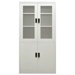 Armoire de bureau design moderne idéale rangement dossiers 90 x 40 x 180 cm en acier gris clair 02_0046807