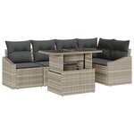 vidaXL Ensemble de jardin 6 pièces avec coussins gris clair en polyrotin