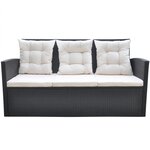 vidaXL Ensemble à manger d'extérieur 6Pièces coussins résine tressée noir