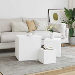 vidaXL Tables d'appoint 3 Pièces Blanc Bois d’ingénierie