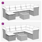 vidaXL Salon de jardin avec coussins 8 Pièces beige résine tressée