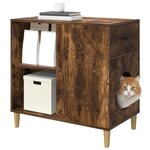 vidaXL Maison pour chat Chêne fumé 72 x 42.5 x 70 cm Bois d'ingénierie