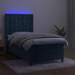 vidaXL Sommier à lattes de lit matelas LED Bleu foncé 80x200cm Velours