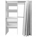 Vidaxl garde-robe avec rideau réglable en largeur 121-168 cm blanc