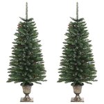 vidaXL Arbres de Noël artificiels 2 Pièces et couronne  guirlande et LED