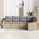 vidaXL Ensemble de canapé de jardin 5 Pièces Beige et Gris clair